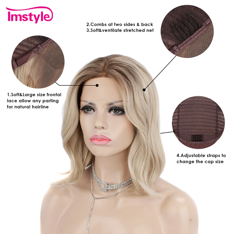 Парик Imstyle светлый с эффектом омбре короткий парик Боб из синтетического кружева