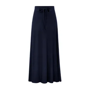 dark blue Весенняя женская однотонная тонкая длинная юбка с высокой талией, модная сексуальная юбка с разрезом в виде буквы, посылка в стиле хип-хоп, длинная юбка большого размера - Цвет: dark blue