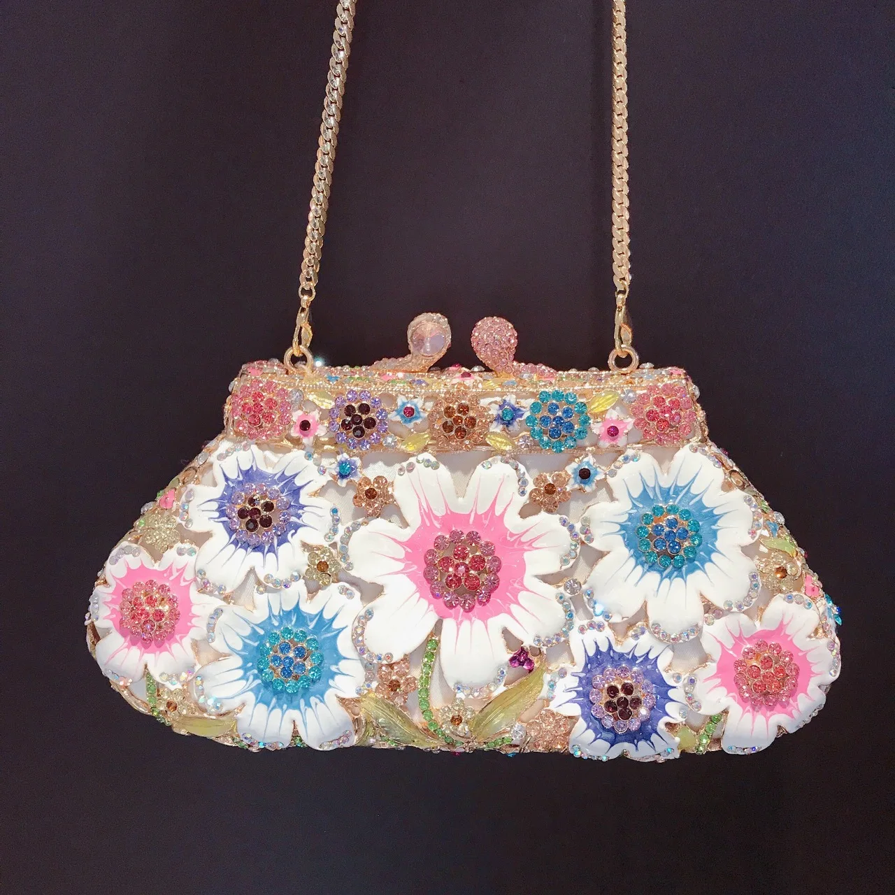 

XIYUAN Black White Hollow Out Diamond Woman Handbag Lady Colorful Wedding Party Bridal Clutches Bag Crystal Female Evening Purse