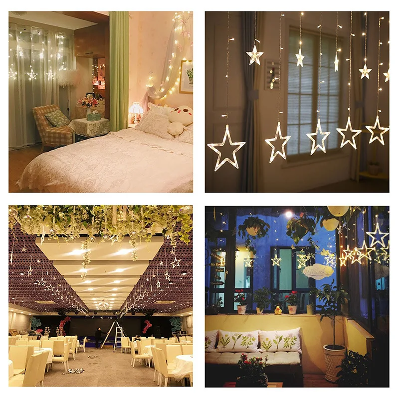 Светодиодная гирсветильник со звездами и пентаграммой 220 В IP44 2019|holiday lights|christmas