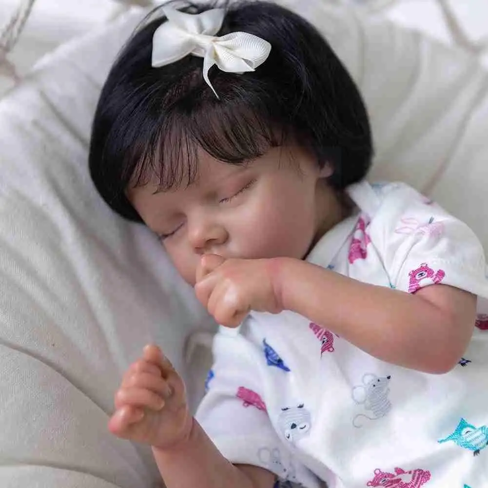 

18.5 inch Reborn Doll Parts Premie Baby Sleeping Baby Lifelike Real Doll With Soft Clothes Kit I0B2
