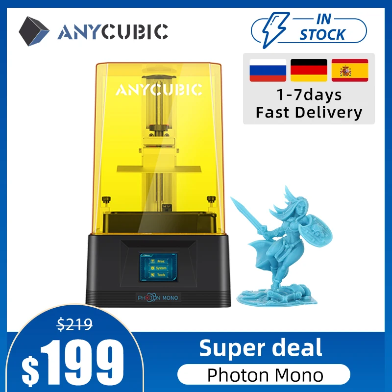 

Монохромный 3D-принтер Anycubic Photon, высокоскоростной 8X антиaliasing, 6 ''2K, с ЖК-дисплеем