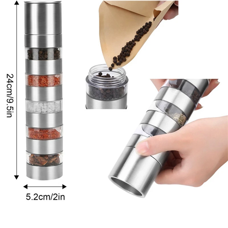 Многослойная мельница для перца шейкер соли и очистки ручная из нержавеющей