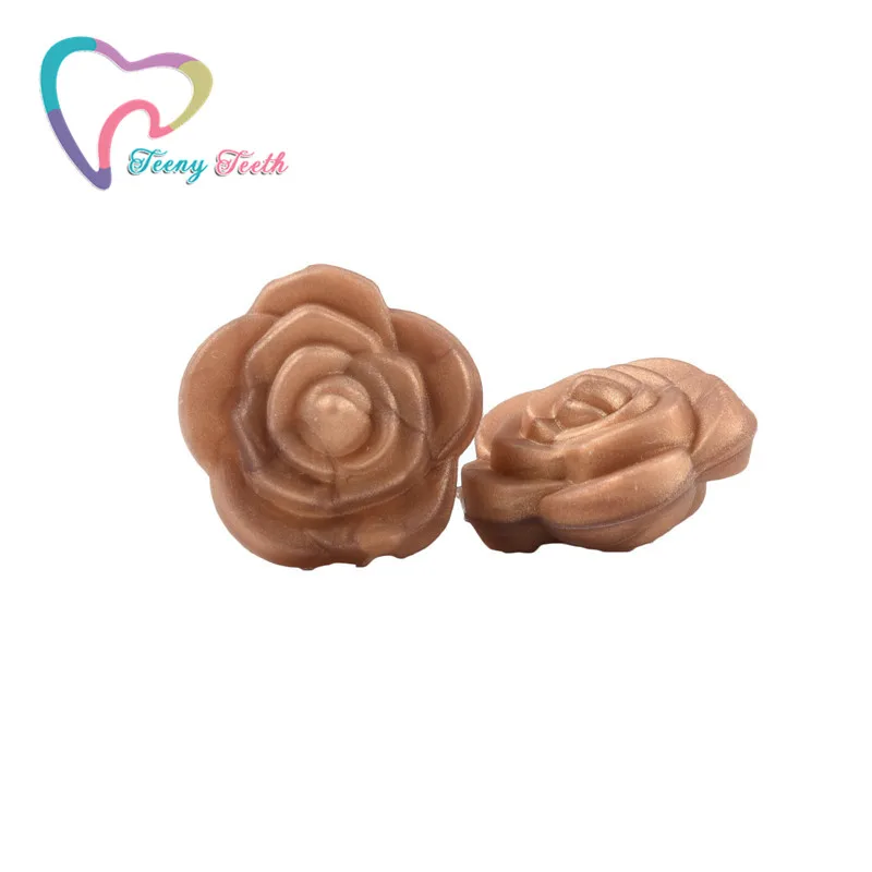 15 шт. медные золотые Цветочные силиконовые бусины для прорезывания зубов