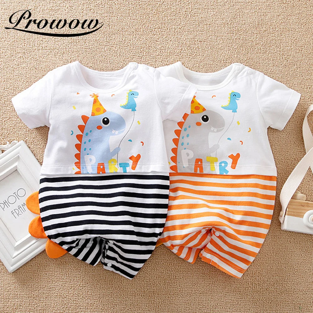 

Комбинезон для младенцев Prowow, мультяшный динозавр, пэчворк, летняя Пижама для новорожденных