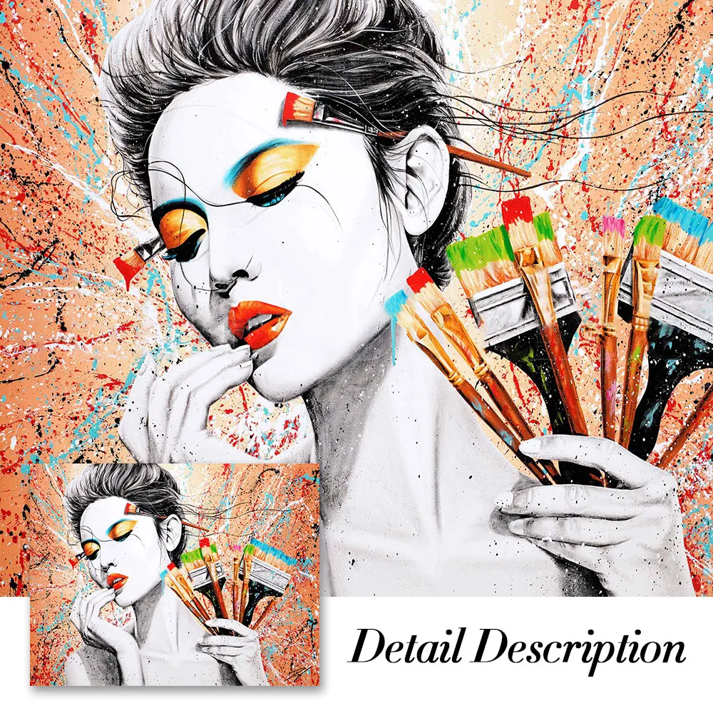 

Modern Graffiti Painting Drawing Girl Canvas Painting Poster Print Wall Art Picture For Living Room Home Decor Frameless