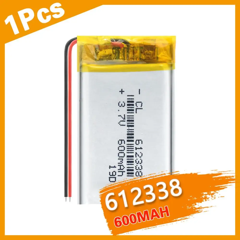 

Lithium Polymer 3.7V 600mAh 612338 Li-Po Li ion Rechargeable Battery Lipo Cells for DVR GPS MP3 MP4 Cell Phone Speaker