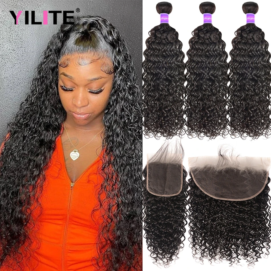 

3 пряди с фронтальной сеткой 13 х4, швейцарская фронтальная сетка HD с пряди, натуральные волнистые индийские человеческие волосы, волнистые п...