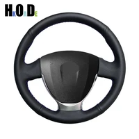 for lada granta 2018 2019 priora 2 2013 2017 2018 kalina 2 hand stitched black pu artificial leather car steering wheel cover