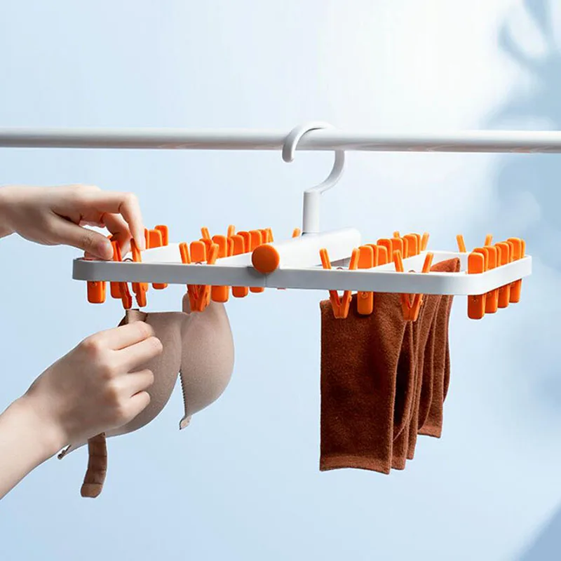 

Складная вешалка для одежды, вешалка для полотенец, носков, бюстгальтеров, нижнего белья, пластиковая компактная Вешалка-органайзер для шка...