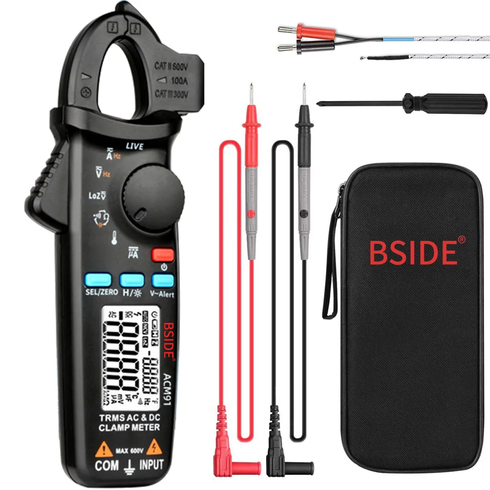 AC DC Клещи BSIDE ACM91 T RMS Цифровой Амперметр мультиметр точность 1mA 100A автомобилей