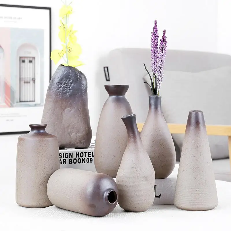 

Japanese Stoneware Flower Zen Tea Ceremony Vase Handmade Decoration Creative Hydroponic Flower Arrangement Home Accessories