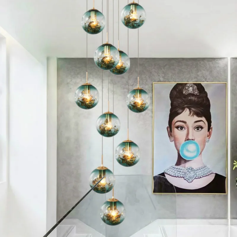 Античный коньячный стеклянный шар подвесная люстра лампа для гостиничного зала