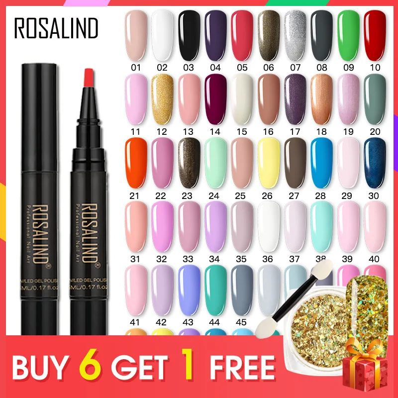 

ROSALIND 5ML Nail Gel Polish Pen Base Top Coat Hybrid Varnish Nail Art White UV Gel Pens Vernis Semi Permanent For Manicure New