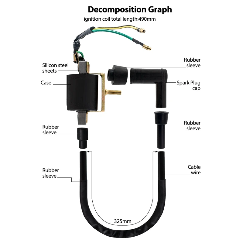 

Ignition Coil 5-Pin CDI Box Spark Plug Kit for 50Cc 70Cc 90Cc 110Cc 125Cc Dirt Bikes, Quad, ATVs, Scooters