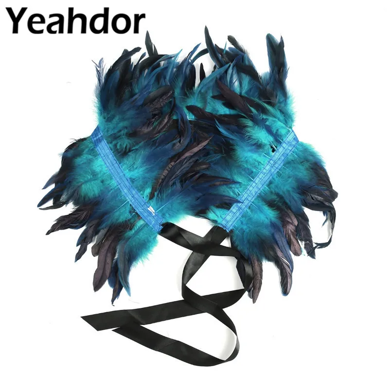 Женская шаль в стиле панк викторианской эпохи с натуральными перьями накидка на