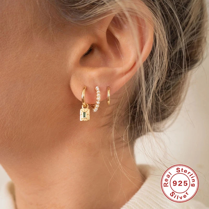 

Aide New Real S925 Sterling Silver Drop Dangle Earrings for Women Girls Minimalist Turquoise Zircon Pendant Earings Fine Jewelry
