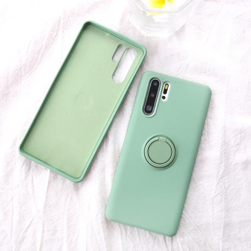 Мягкий силиконовый чехол для huawei P30 Pro P20 mate 20 Lite с металлическим кольцом, резиновый противоударный чехол для задней панели huawei P30Pro чехол P 20 30 - Цвет: Green