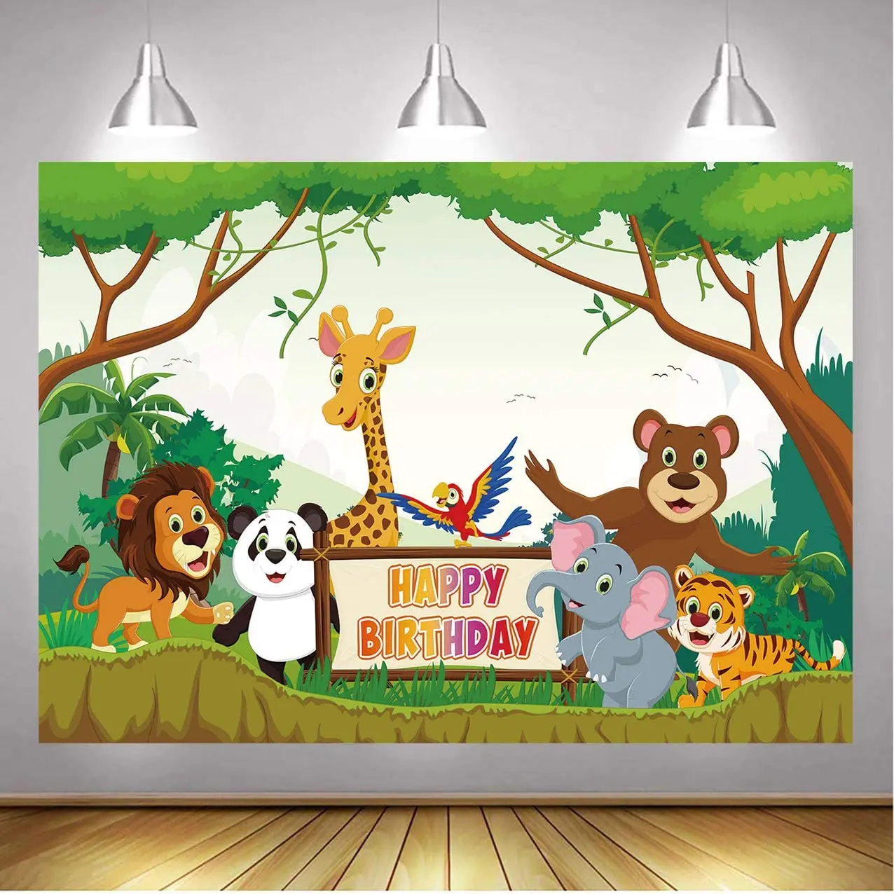 

Сакурор мультфильм леса животные друзья джунгли сафари панда фон для детей день рождения Вечеринка поставки десерт Баннер фон