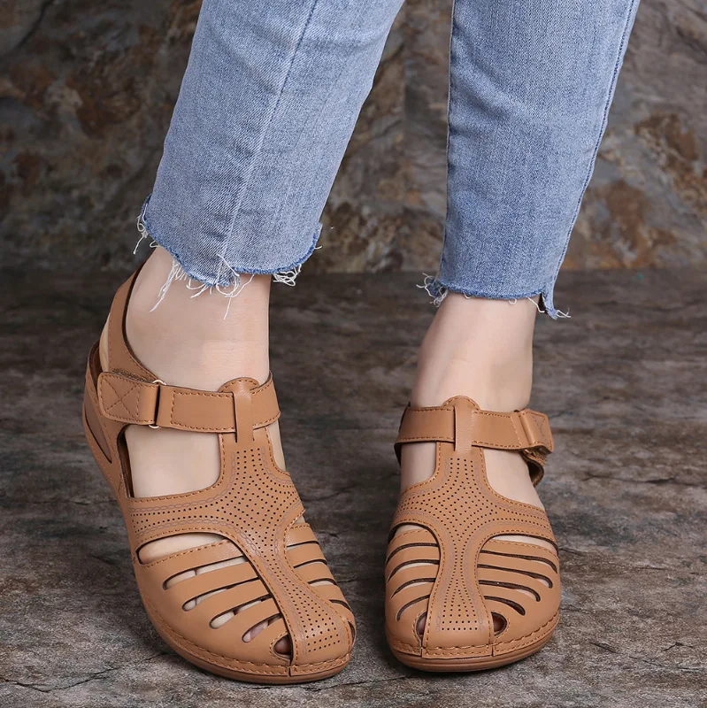 

2021 Woman Summer Vintage Wedge Sandals Buckle Casual Sewing Women Shoes Female Ladies Platform Retro Sandalias Plus Size