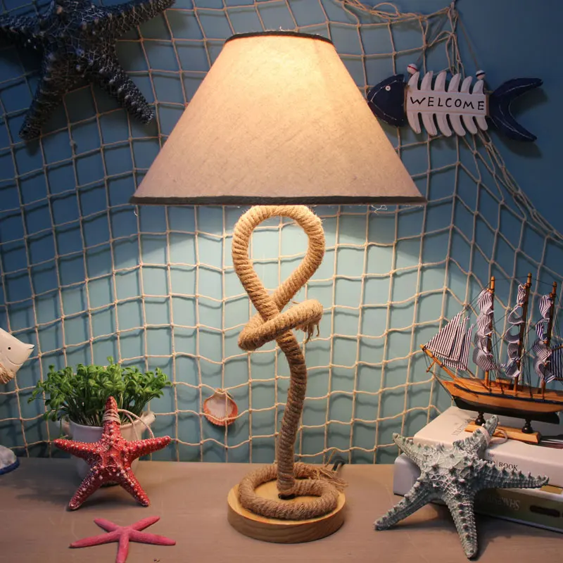 Пеньковая веревка настольная лампа Средиземноморский ретро домашний Декор