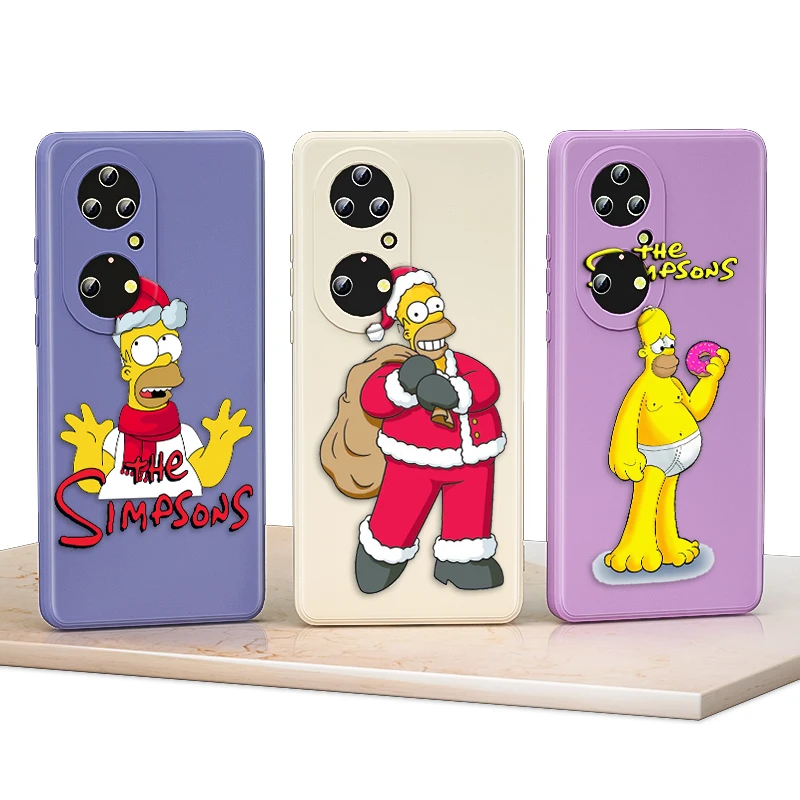 

The Funny Simpsons For Huawei P SMART PLUS P50 P30 P20 P40 PRO LITE E 5G Liquid Silicone Soft Cover Phone Case