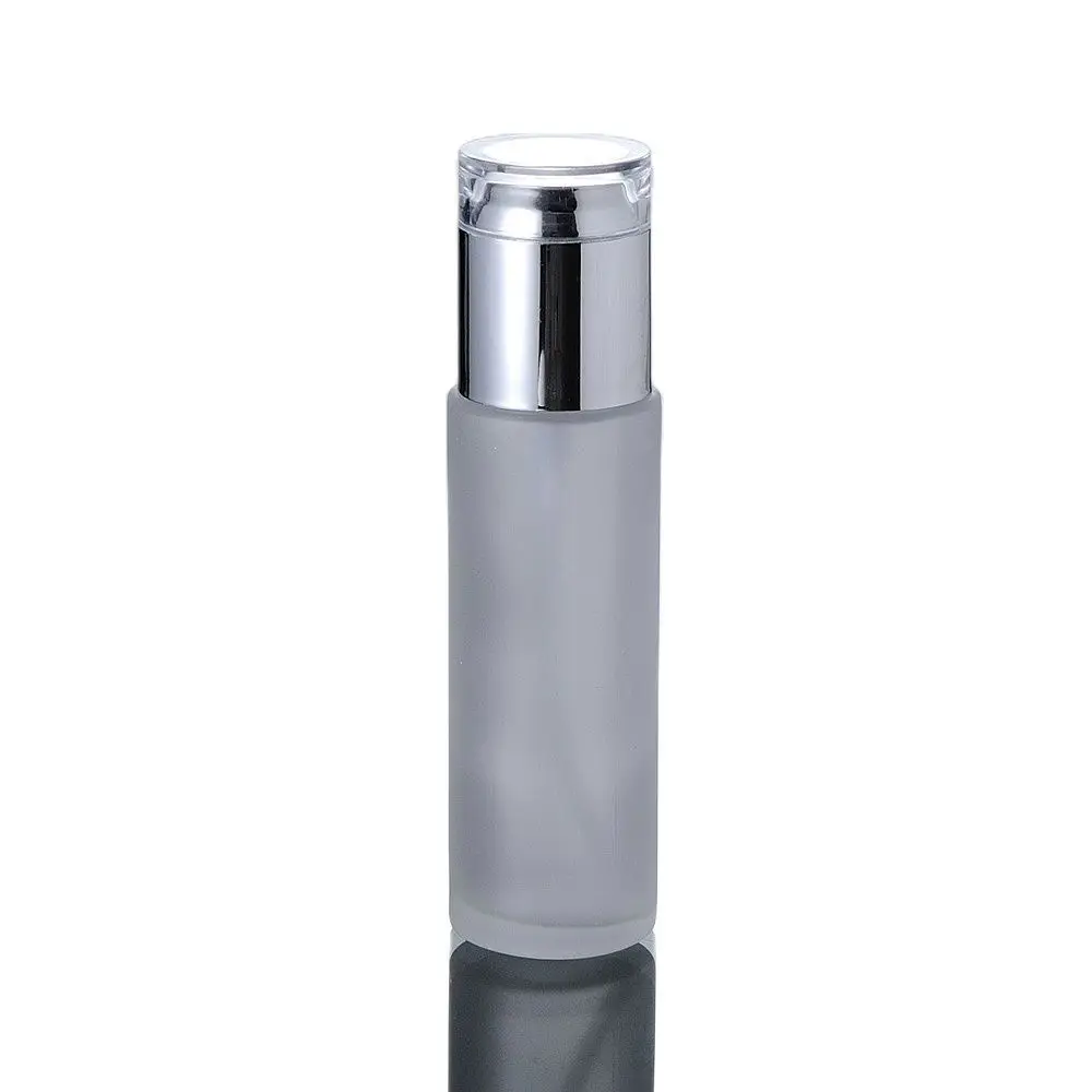 

Матовая стеклянная бутылка 80 мл с серебряной крышкой, стеклянная бутылка для лосьона, бутылка с насосом