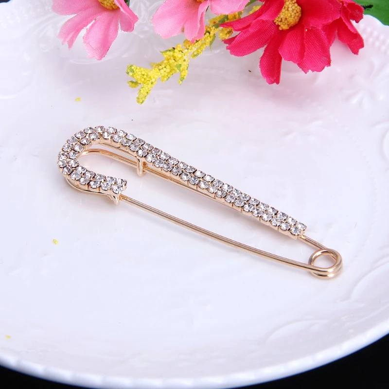 Safety Pins Women Crystal Brooches Sliver Gold Catch Scarf or Lapel Jewelry | Украшения и аксессуары