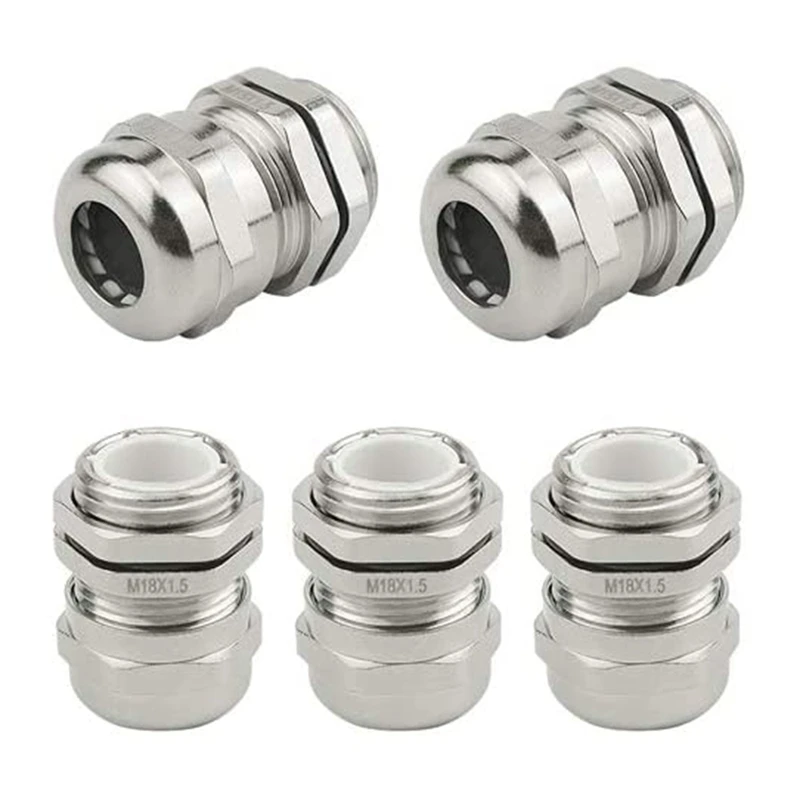 

5 Pcs Stainless Steel Cable Gland Waterproof Cable Fixing Head Suitable For 3Mm-14Mm M12 M16 M18 Cable Gland Joints