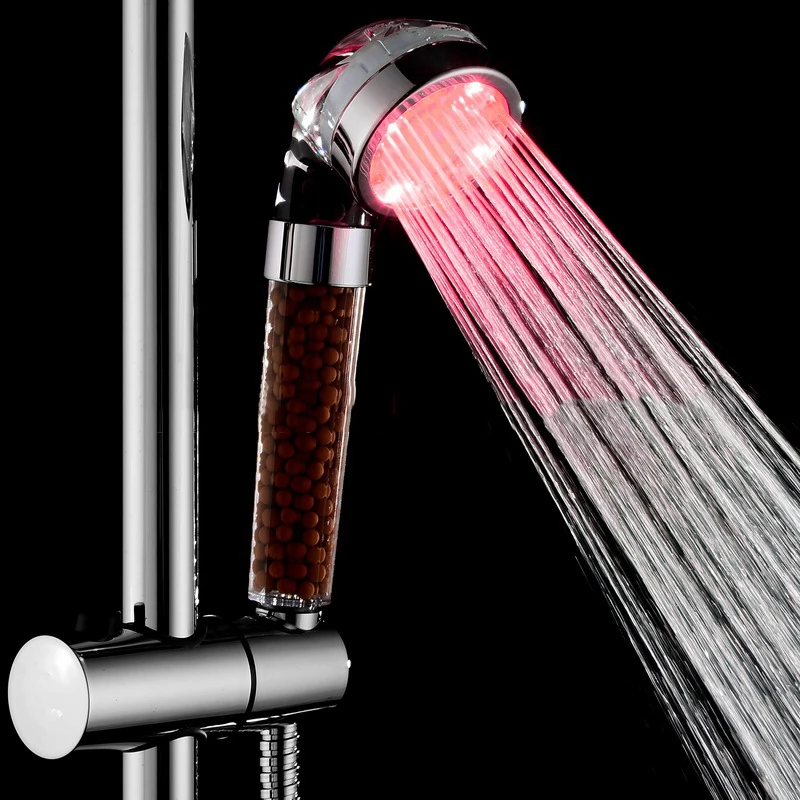 

LED Water Temperature Control Shower Head Single/RGB Light High Pressure SPA Bathroom Shower Anion Filter Water Ball Saving