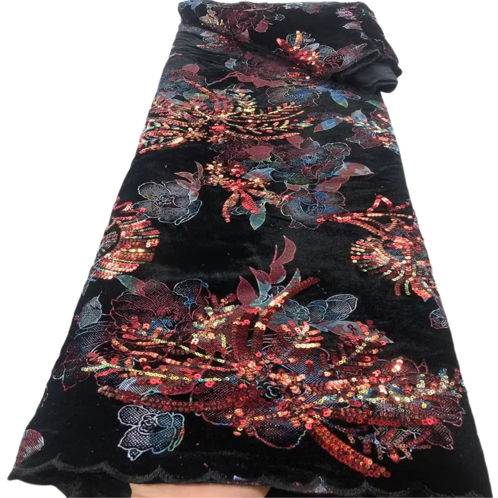 

Velvet Lace Fabric With Sequins High Quality African Women Lace Fabric High Quality Tulle Lace