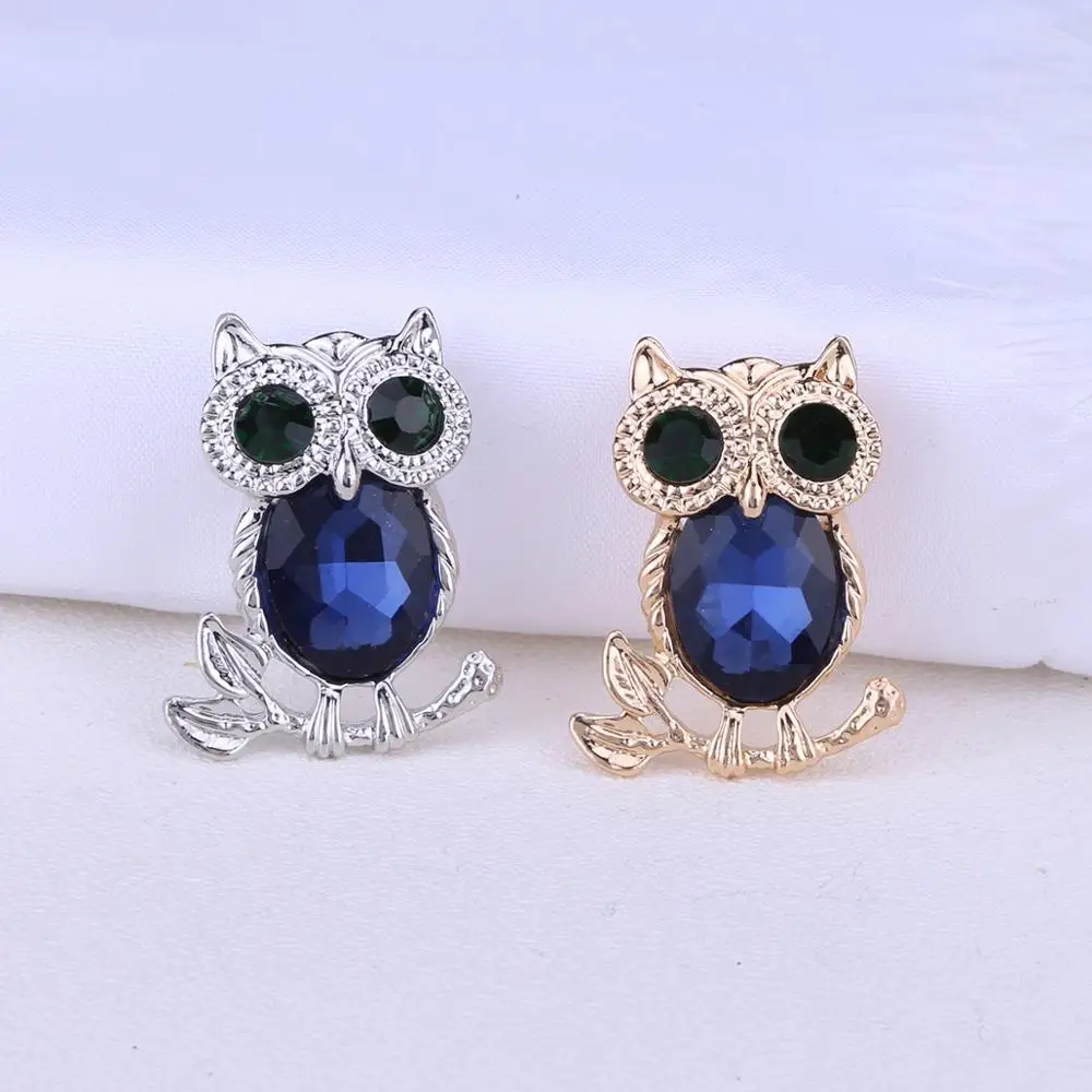 Стразы броши с большими синими кристаллами в форме совы брошь для женщин и мужчин