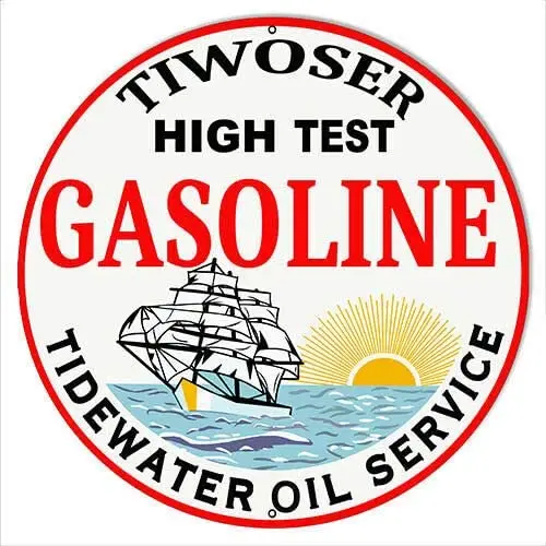 

Tidewater Gasoline Garage Metal Round Metal Tin Sign Suitable for Home and Kitchen Bar Cafe Garage Wall Decor Retro Vintage