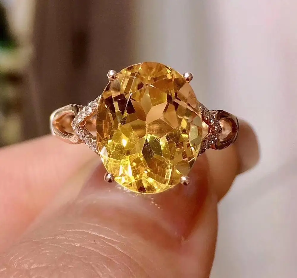 Y428 кольцо цитрин 18 К золото AU750 натуральный 3.6ct шикарные Бриллианты Женские