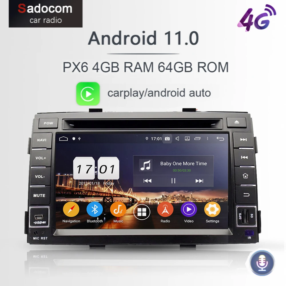 PX6 DSP 2 din TDA7851 HD Android 11 0 8 ядер 4 Гб RAM Автомобильный DVD плеер для kia SORENTO 2011 2012