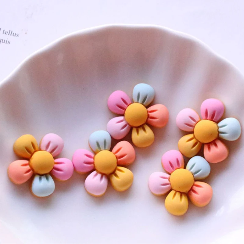 30 шт./лот Матовый Цветок с пятью лепестками полимерное украшение для волос сделай
