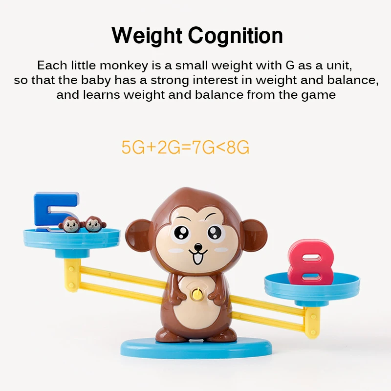 

Montessori Toys Math Match Game Board Toys Monkey Cat Match Balancing Scale Number Balance Game Kids Educational Toy