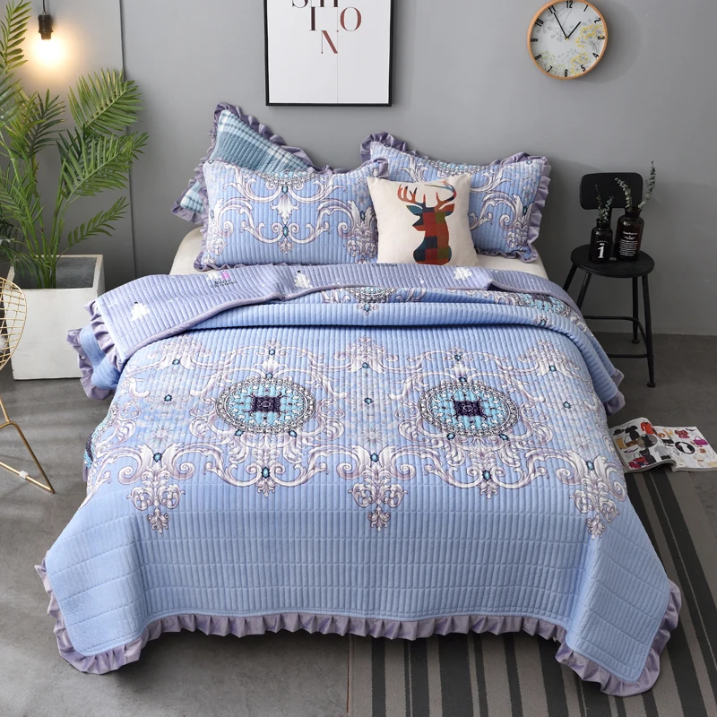 Новинка 2019 плотное теплое бархатное покрывало с кристаллами наволочки 2/3 шт.