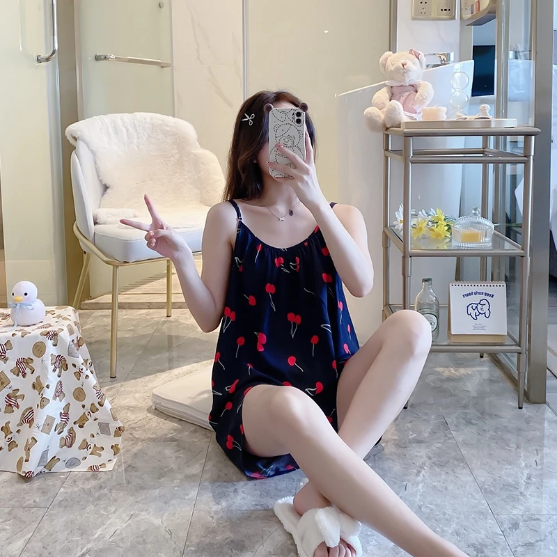 

Summer Suspender Shorts Pajamas Set for Women's Printed Comfortable and Breathable Sleep Home Service 2021 New