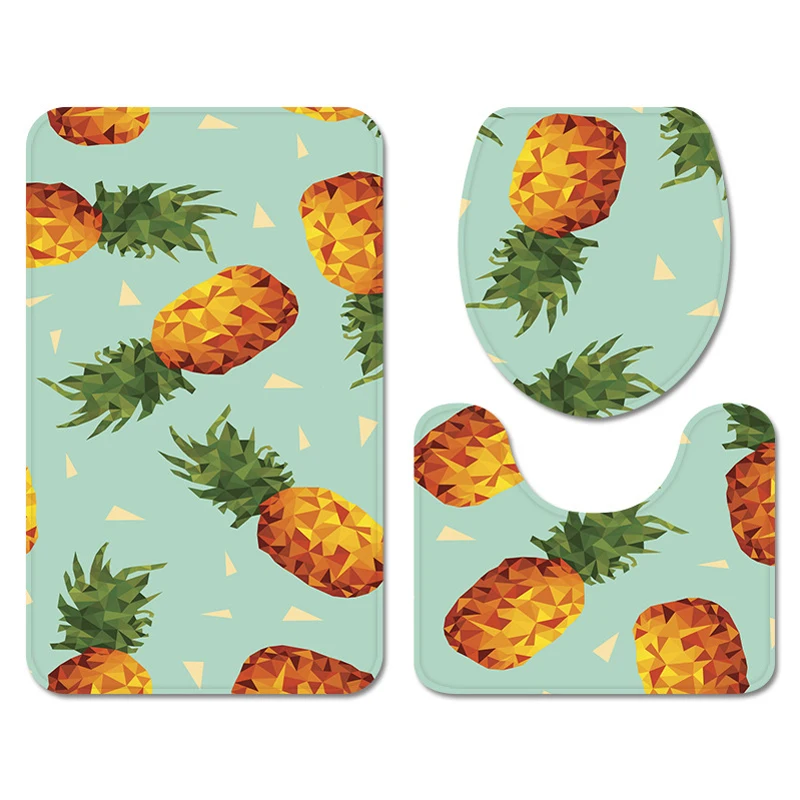 Коврик для ванной комплект из 3 предметов с рисунком ананаса коврик унитаза