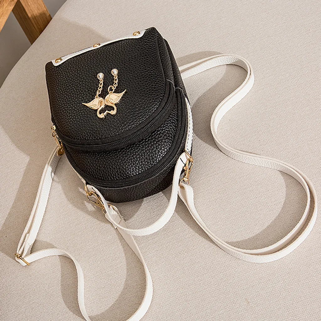 Модный мини рюкзак Женский однотонный кожаный с маленьким лебедем сумка на плечо