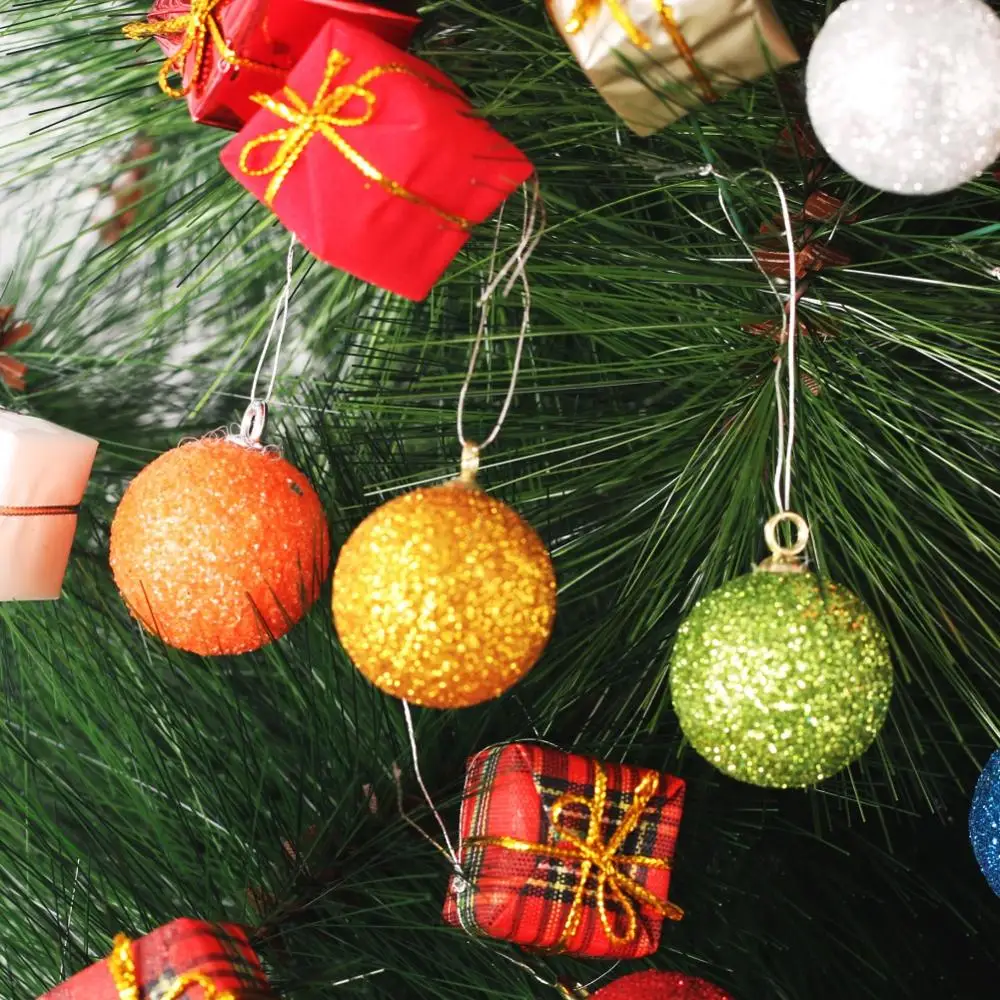 12pcs Christmas Baubles Glitter Chic Round Balls Ornament New Year Tree Decorations | Дом и сад
