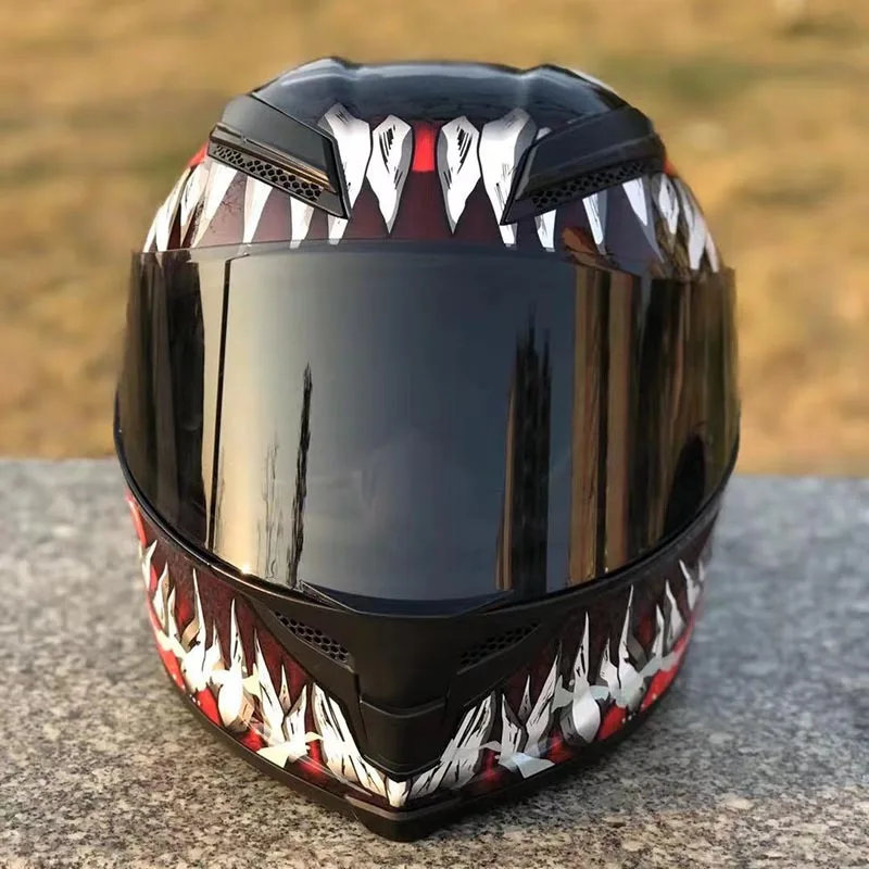 Мотоциклетный шлем Venom полнолицевой гоночный с одним объективом и большим