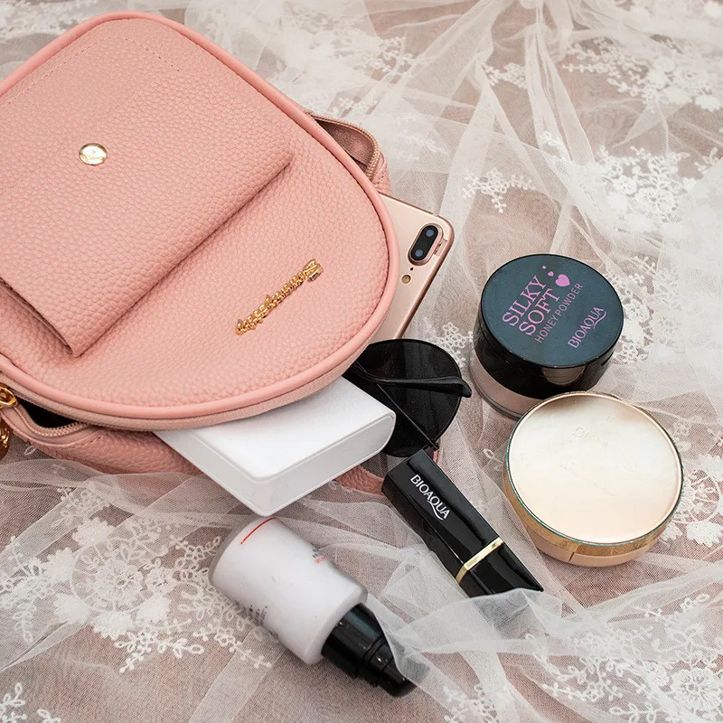 

2021 PU Leather Shoulder Mini Small Backpack Women Teenage Girls Kids Multi-Function Female Ladies Phone Pouch Pack
