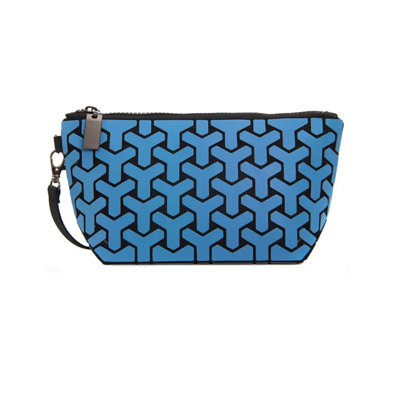 

2020 New Laser Red/Blue Women's Cosmetic Bag Luminous Geometric Coin Bag Woven Pattern Purses Single Zipper cell-phone Bag