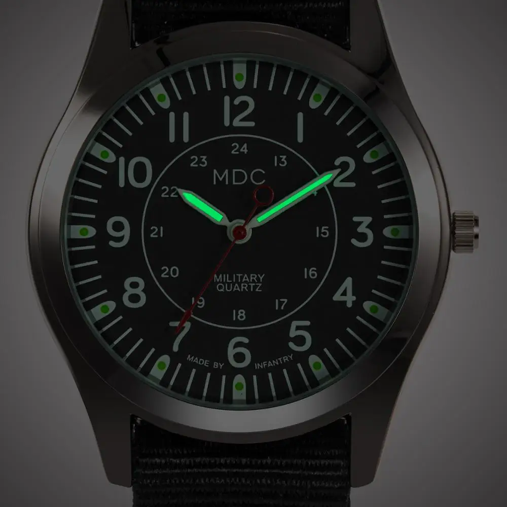 Часы наручные MDC мужские в стиле милитари Спортивные Светящиеся темноте красные
