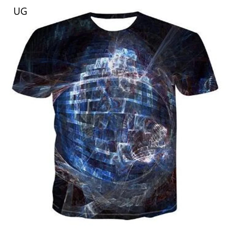 

UG New Men's T-shirt Casual Short Sleeve O-neck Fashion Funny Printed 3D Clock T-shirt High Quality Brand T-shirt