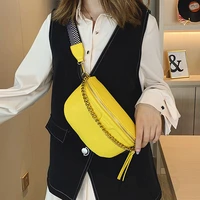 fashion women waist bag pu leather chain belt bags fanny pack brand designer banana pack crossbody bag belly band waist packs