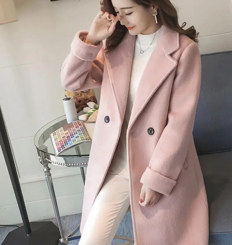 M-2xl Большие размеры Многоцветный Шерстяное пальто Новинка Для женщин женский