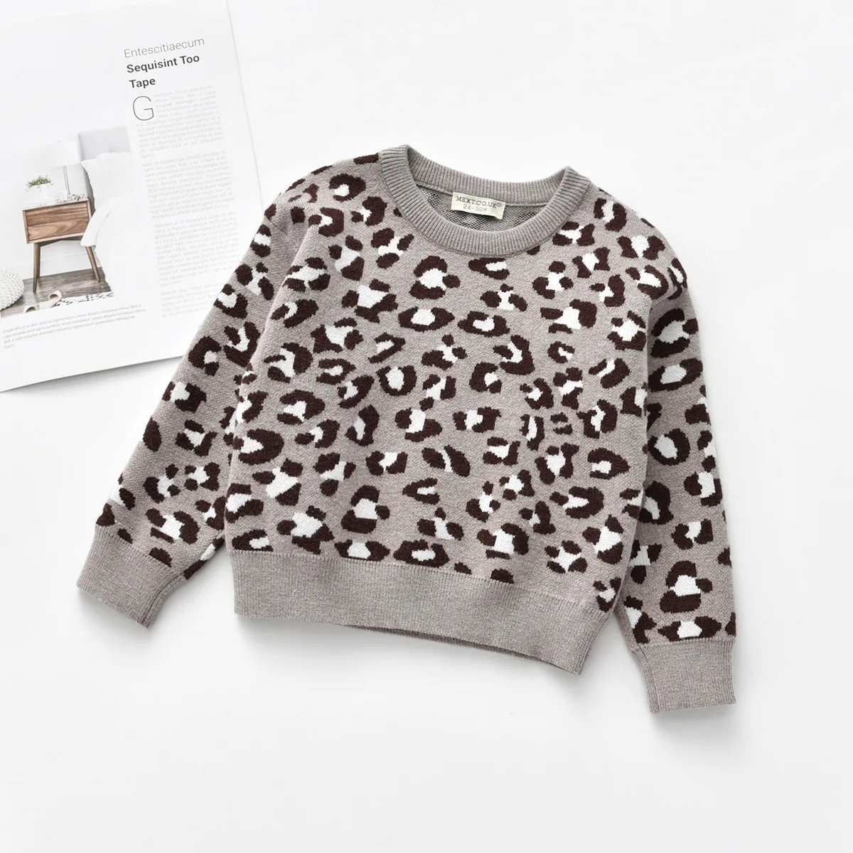 

1-6T Toddler Kid baby Girl Boy Sweater Long Sleeve pullover Top Knitted Leopard Sweater Cute Children Clothing Winter Outfit